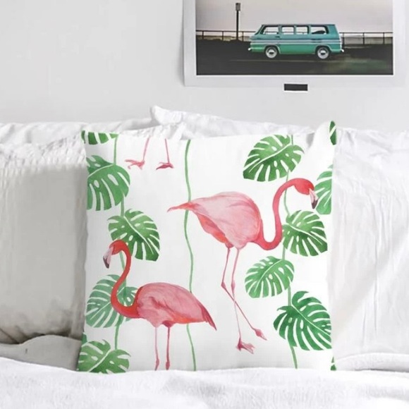 Anthropologie Other - Flamingo Leaf Pink & Green Pillow Case